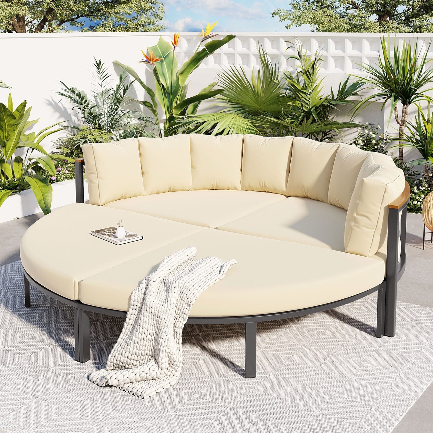 NEW Outdoor 4-piece Circular U-shaped Courtyard Furniture Set