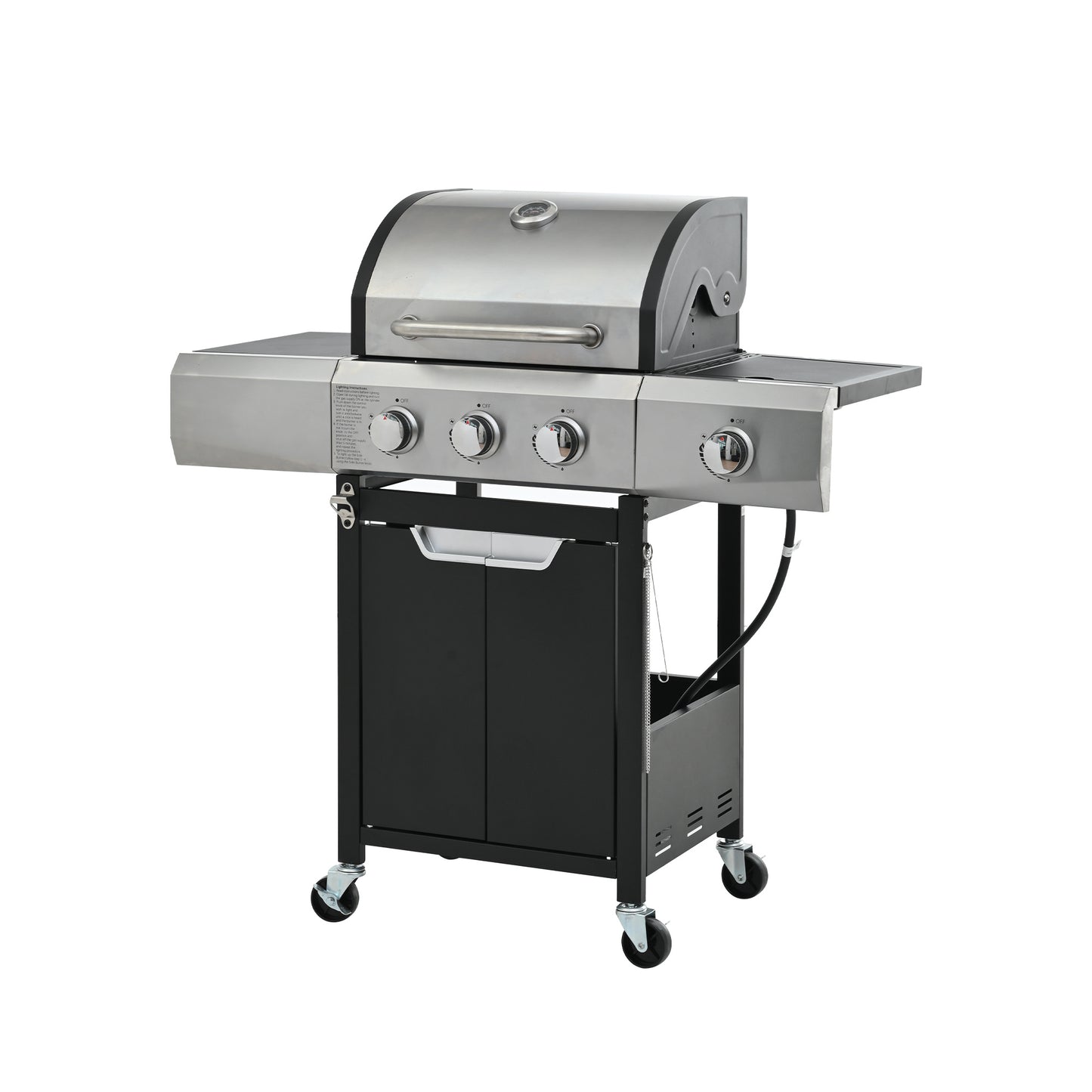 NEW Outdoor BBQ Burner Grill Stainless Steel Gas Grill With Side Stove And Lid