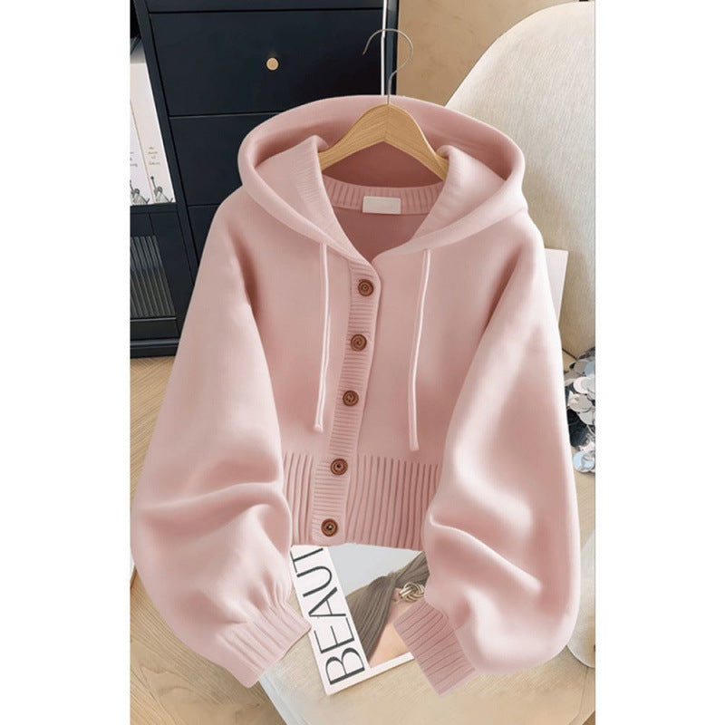 New Soft Glutinous Hooded Sweater Coat Ladies