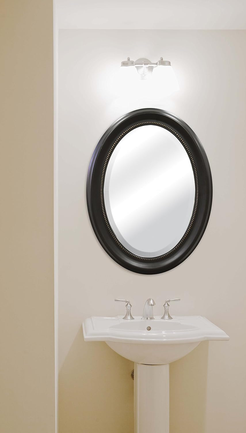 NEW Bronze Oval Wall Mirror 22.5 By 29.5 Inches With Beaded Inner Edge Vertical Or Horizontal Mount