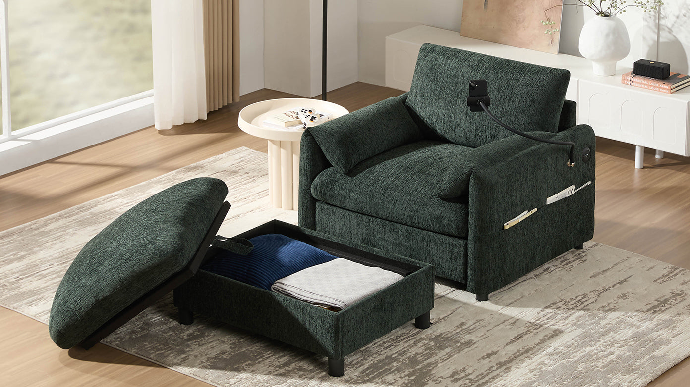 New Chenille Wide Seat Chaise Lounge