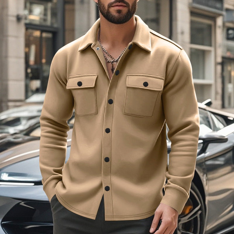 New Men's Lapel Multi-pocket Single-breasted Jacket