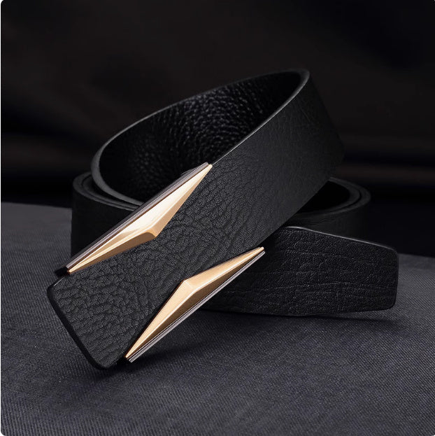 NEW Simple And Elegant Belt Men's Middle-aged Korean Style Smooth Buckle