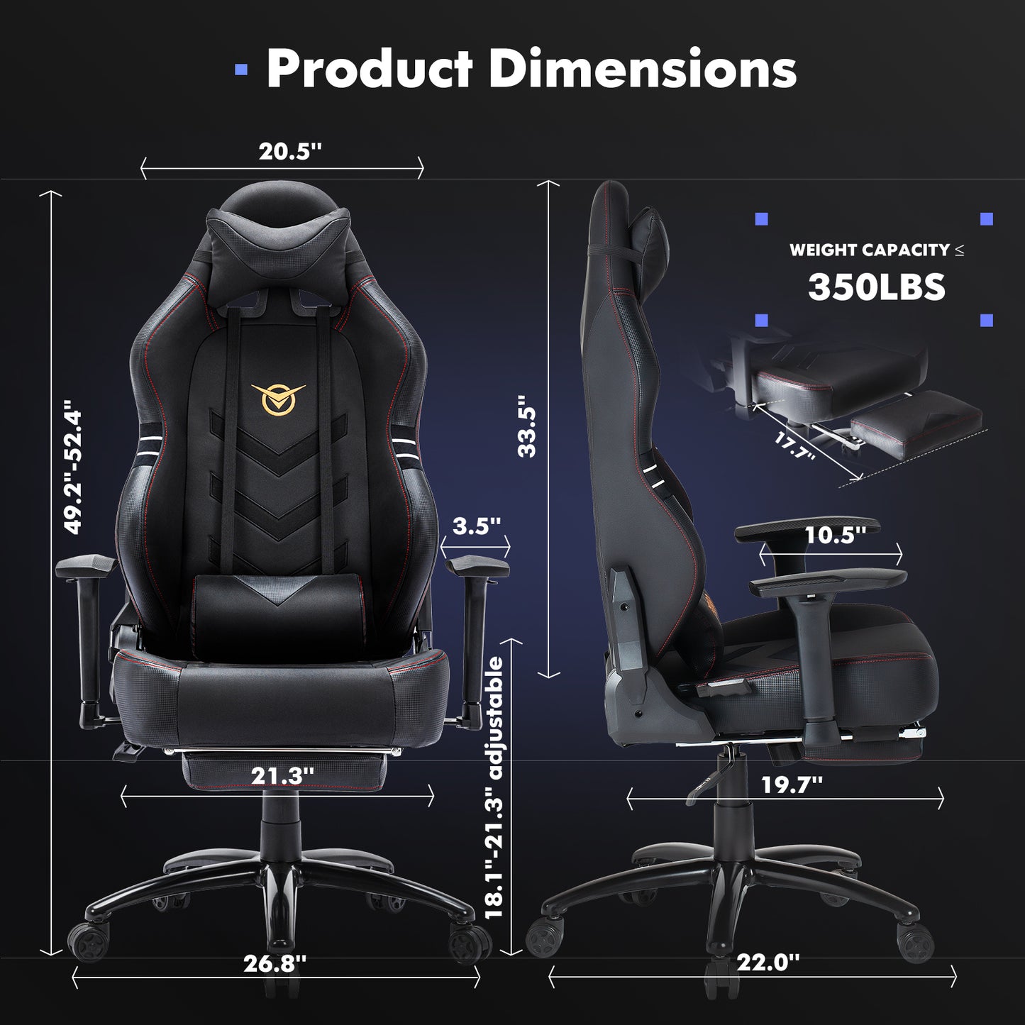 NEW Tall Gaming Chair 350lbs Racing Computer Gaming Chair