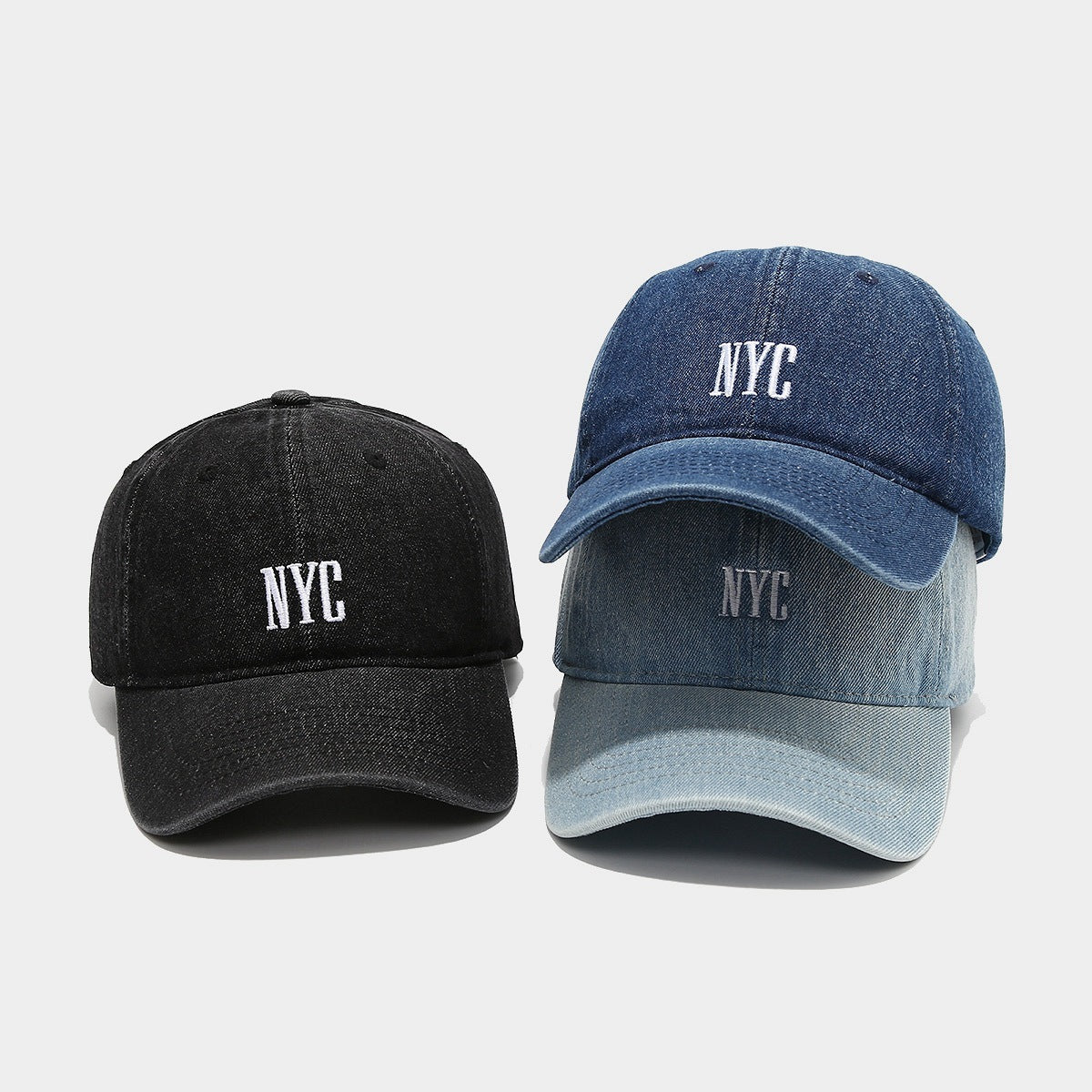 New American Retro Denim Alphabet Peaked Cap