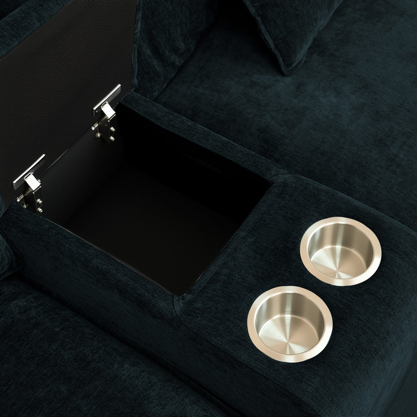 NEW Black U Shaped Sectional Cloud Couch Comfy Fluffy 6 Seat Sectional Modular Sofa with Movable Ottoman Console Cup Holders