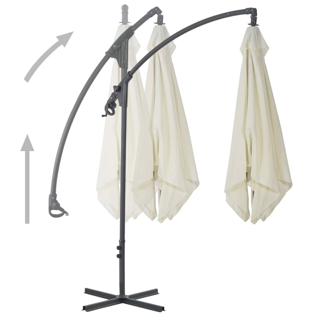 NEW vidaXL Outdoor Cantilever Garden Parasol Steel Pole Umbrella with Sand