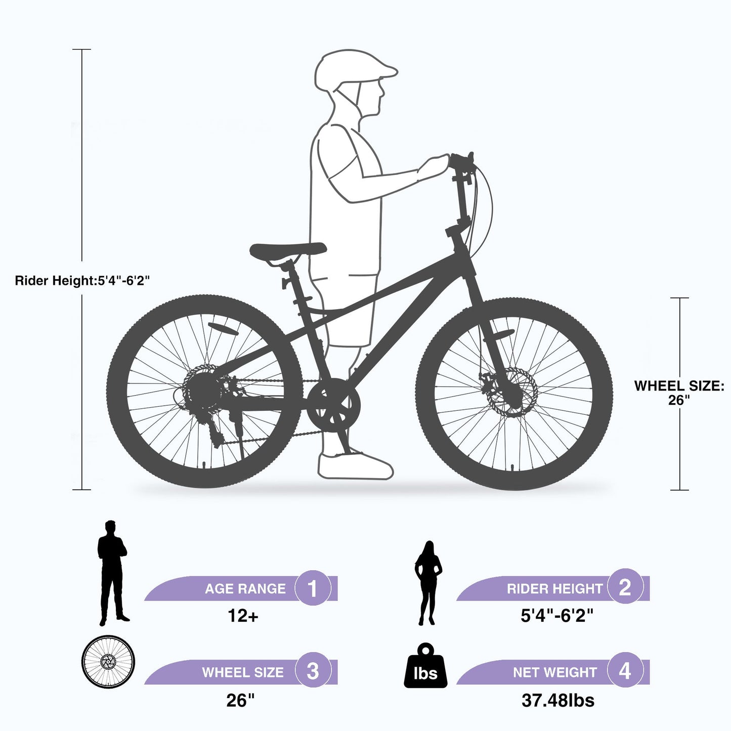 NEW Freestyle Kids Bike Double Disc Brakes 26 Inch Children's Bicycle for Boys Girls Age 12+ Years