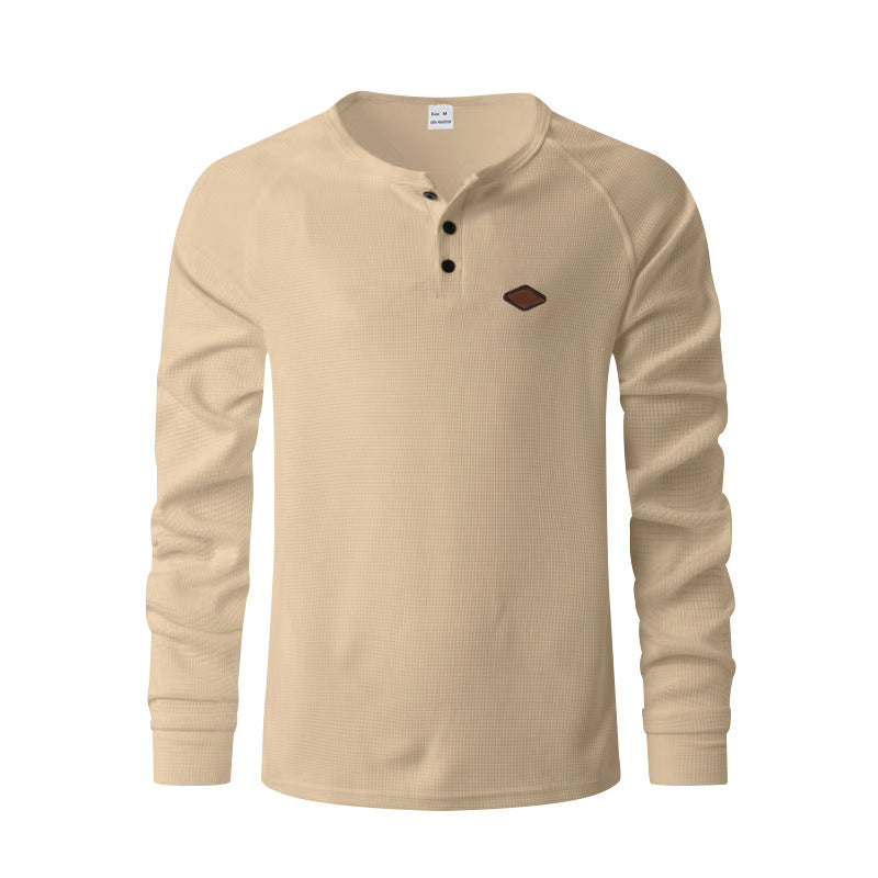 New Waffle Buckle Quick-drying Raglan Henry Long Sleeve