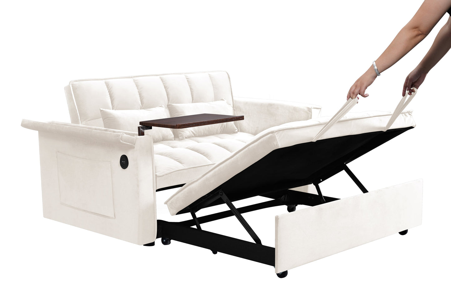 NEW 3-in-1 Contemporary Foldable Modern Velvet Double Sofa Bed with adjustable Back