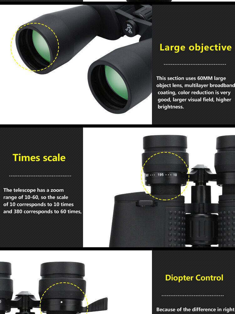 NEW 180x100 30x60 HD Military Zoom Powerful Day-Low Night Wide-Narrow Optics Hunting Binoculars