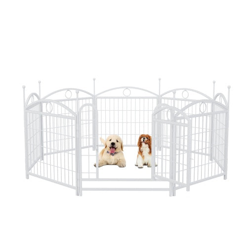 NEW Indoor Outdoor 24in 8 Panel White Metal Pet Dog Playpen Cage
