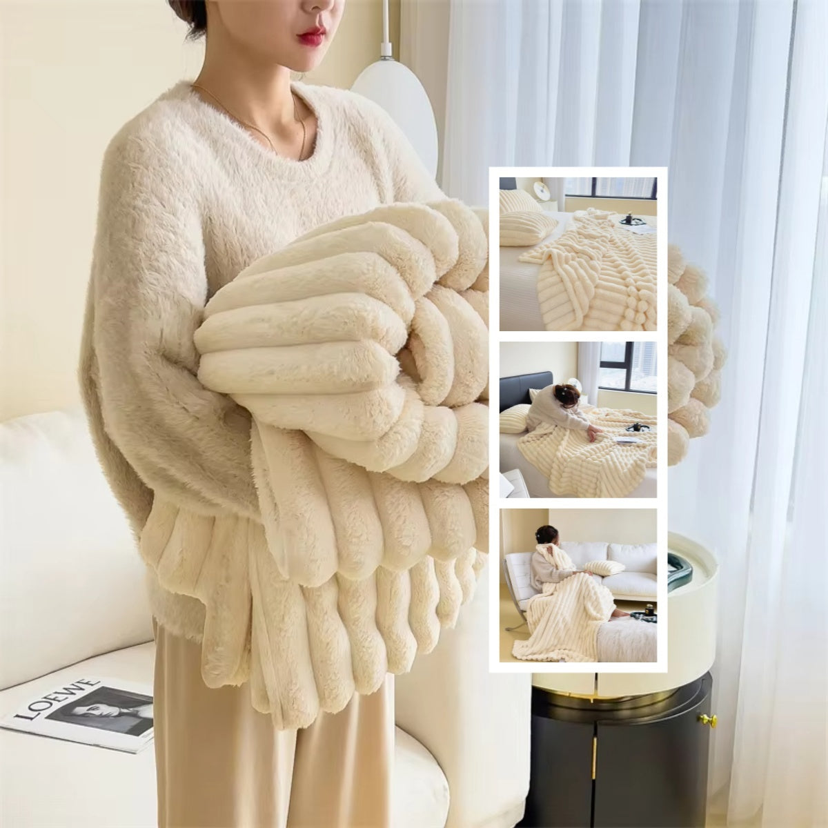 NEW Soft Wind Bubble Velvet Blanket Warm Solid Rabbit Fur Blankets Double-sided Thickening Cover Throw Warm Fur Blanket
