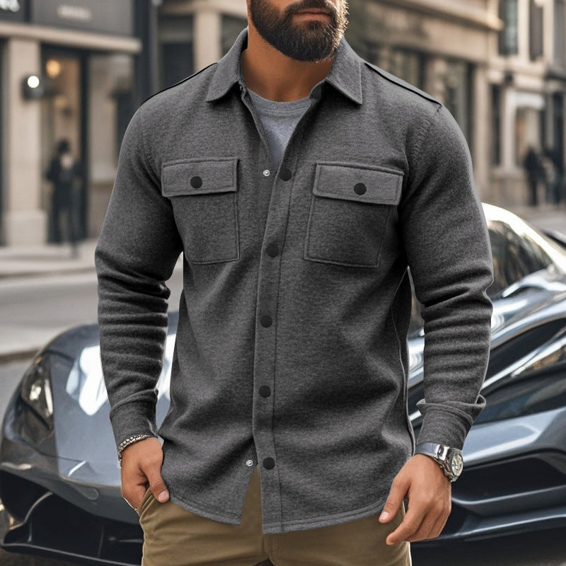 New Men's Lapel Multi-pocket Single-breasted Jacket