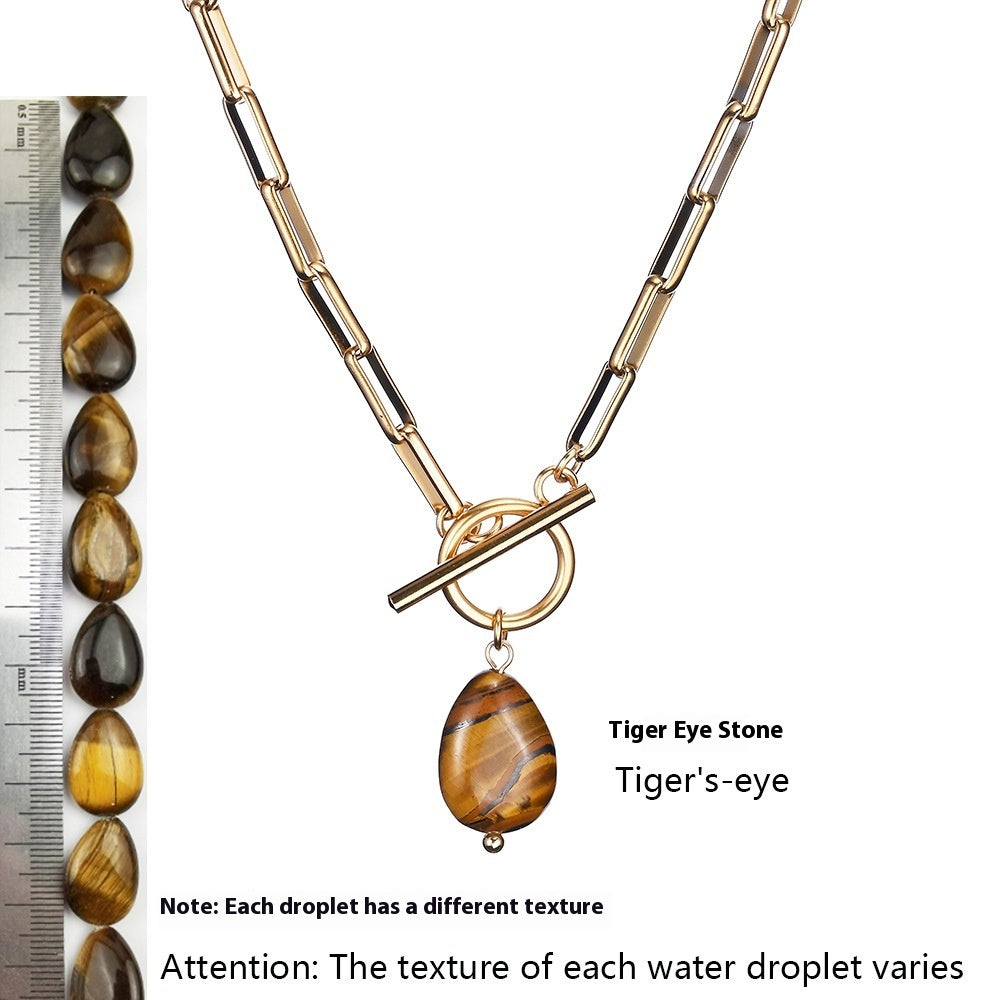 NEW 18K Gold Stainless Steel Clip Waterproof Pearl Water Drop Pendant Necklace For Women