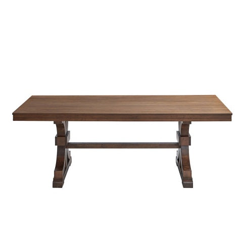 NEW 78.74 Rectangular Rubber Wood Dining Table For 6-8 With Wooden Trestle Pedestal Base Mid Century Modern Kitchen Wooden Table Dinner Table For Dining Room, Living Room ,OAK
