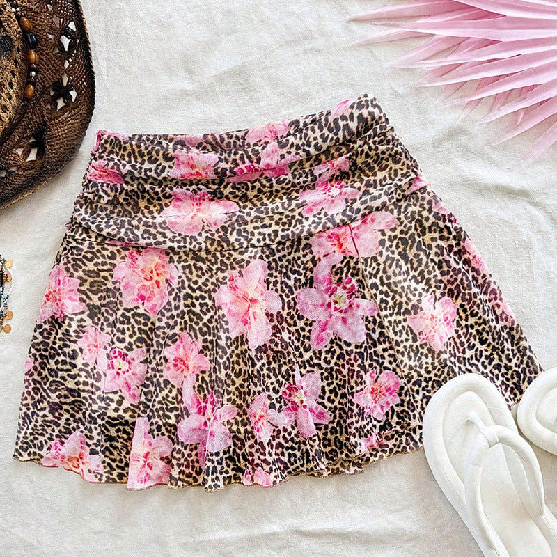 New Women's Leopard Print Skirt Vacation Style