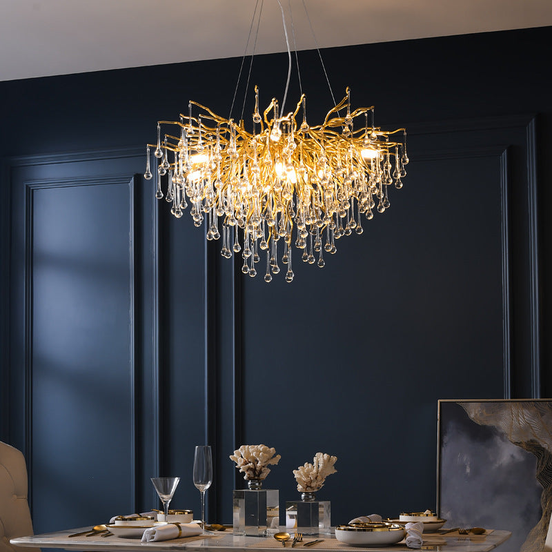 NEW Postmodern Light Fixture Luxury Chandelier Water Drop Crystal Lamp Atmosphere