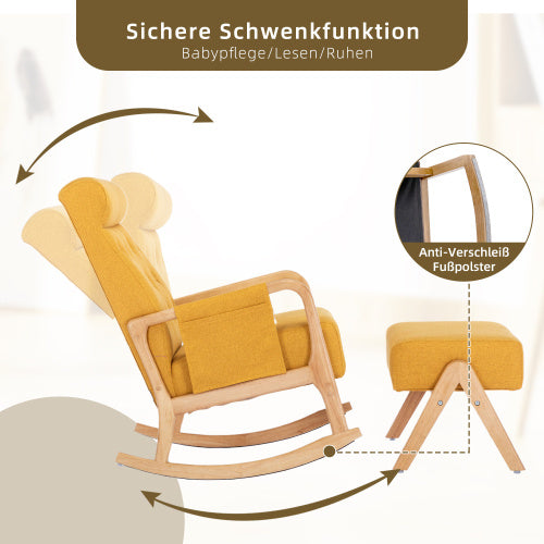 NEW Comfortable Rocking Chair With Footrest In Linen