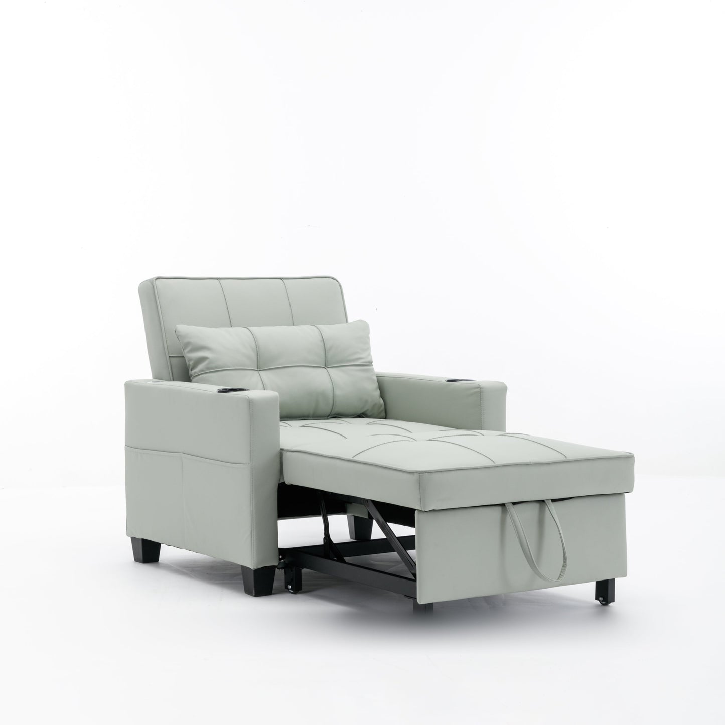 New Green Leather Futon 3-in-1 Pull Out Sleeper Chair