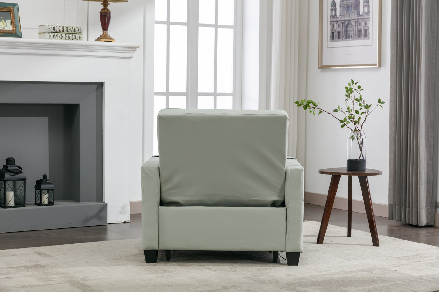 New Green Leather Futon 3-in-1 Pull Out Sleeper Chair