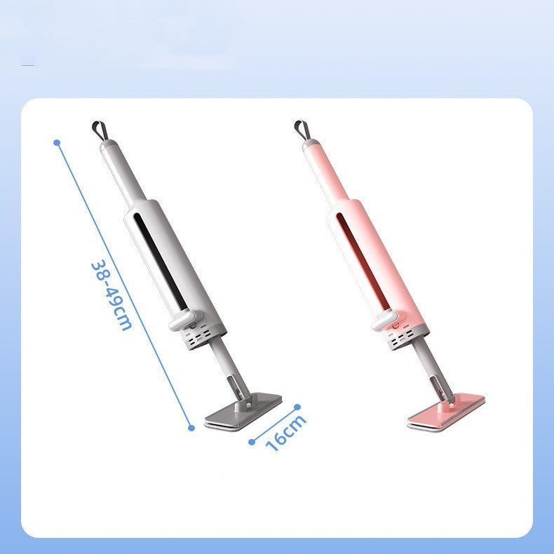 NEW Rotatable Self-Squeeze Mini Mop With Crevice Brush Hand Wash-Free Flat Squeeze Mop With 2 Reusable Microfiber Pads, Microfiber Mop For Wet Dry Use Self Wringing Flat Mop For Floor Cleaning
