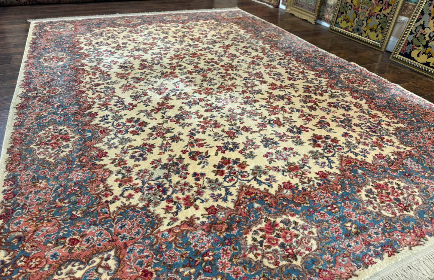 USED Karastan Rug 8.8 x 12 Ivory Kirman #788, Original 700 Series, Wool Karastan Carpet, Karastan Area Rug, Vintage Karastan, Living Room Rug