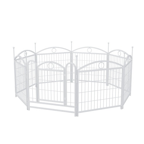 NEW Indoor Outdoor 24in 8 Panel White Metal Pet Dog Playpen Cage