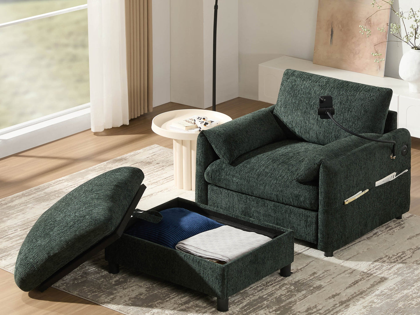 New Chenille Wide Seat Chaise Lounge