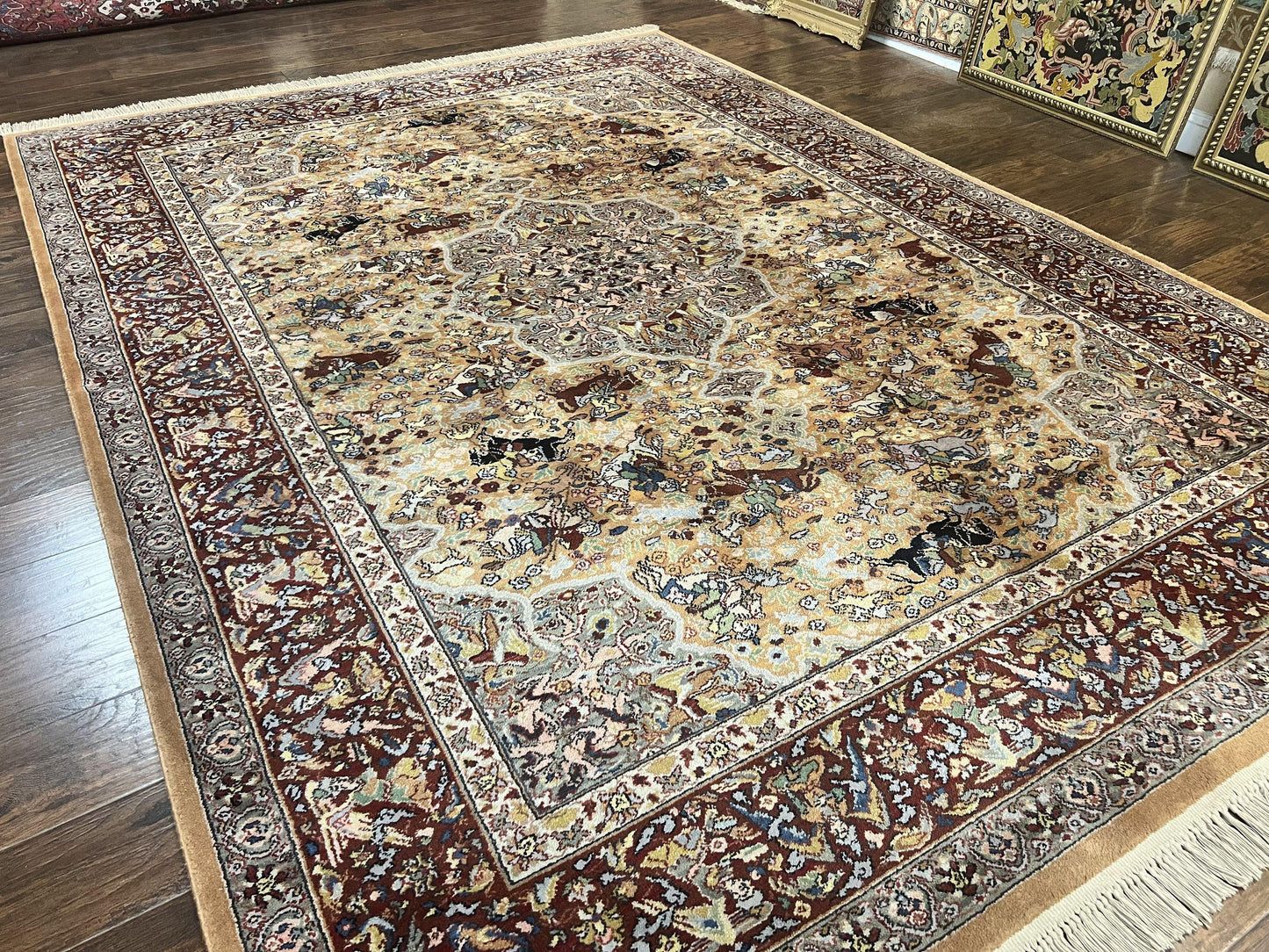 USED Karastan Rug 8.8 x 12 Persian Hunting Rug #723, Wool Pile