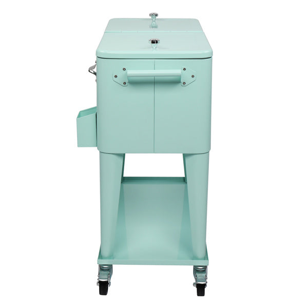 NEW Mint Green 80 QT Freezer Insulation Trolley Rectangular Plastic Stainless Steel Box Cooler Wheeled Cart