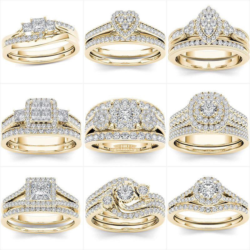 NEW European And American Couple Ring Gold-plated Inlaid
