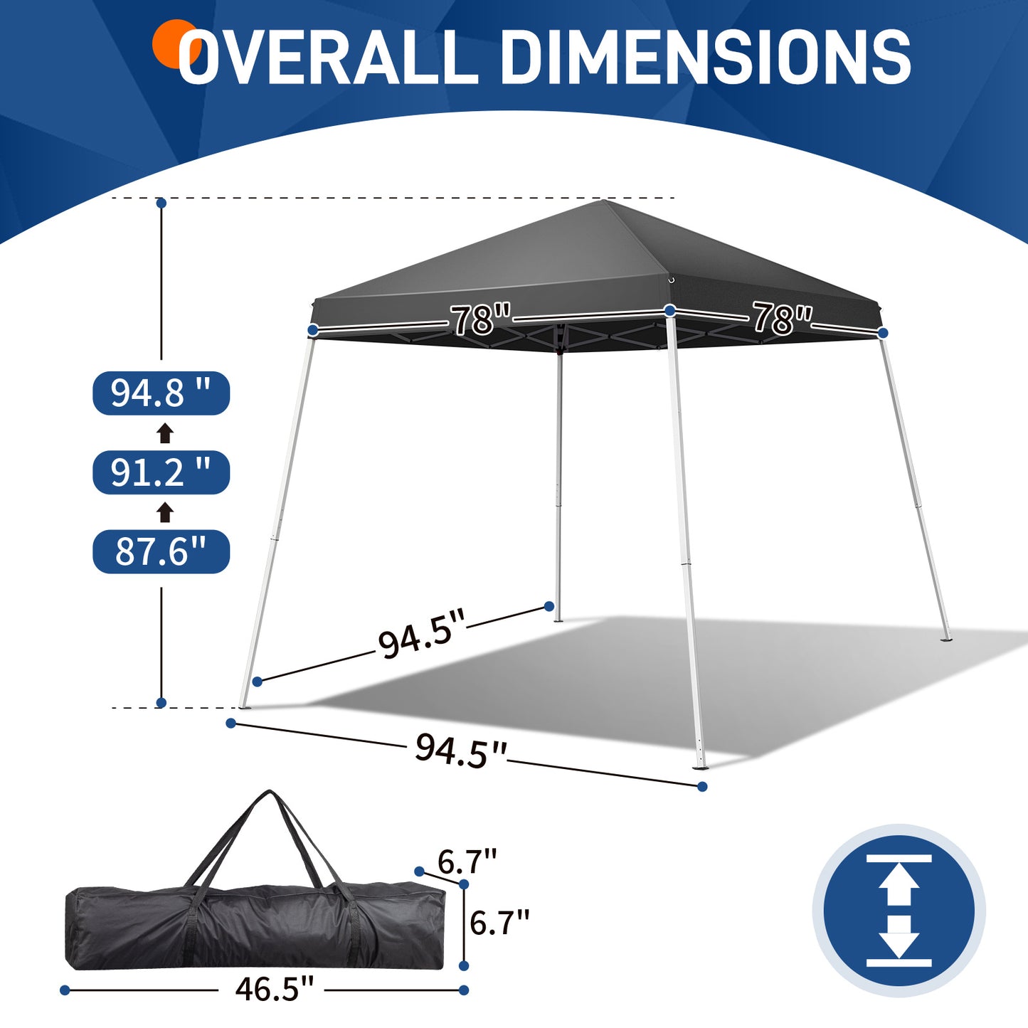 NEW 6X6ft Dark Gray Bevel No Enclosure Oxford Cloth Sprayed Iron Pipe Portable Folding Shed Shelter Tent