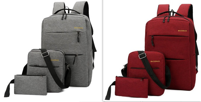 NEW Casual Men's Backpack Three-piece Outdoor Travel Computer Backpack Female School Bag