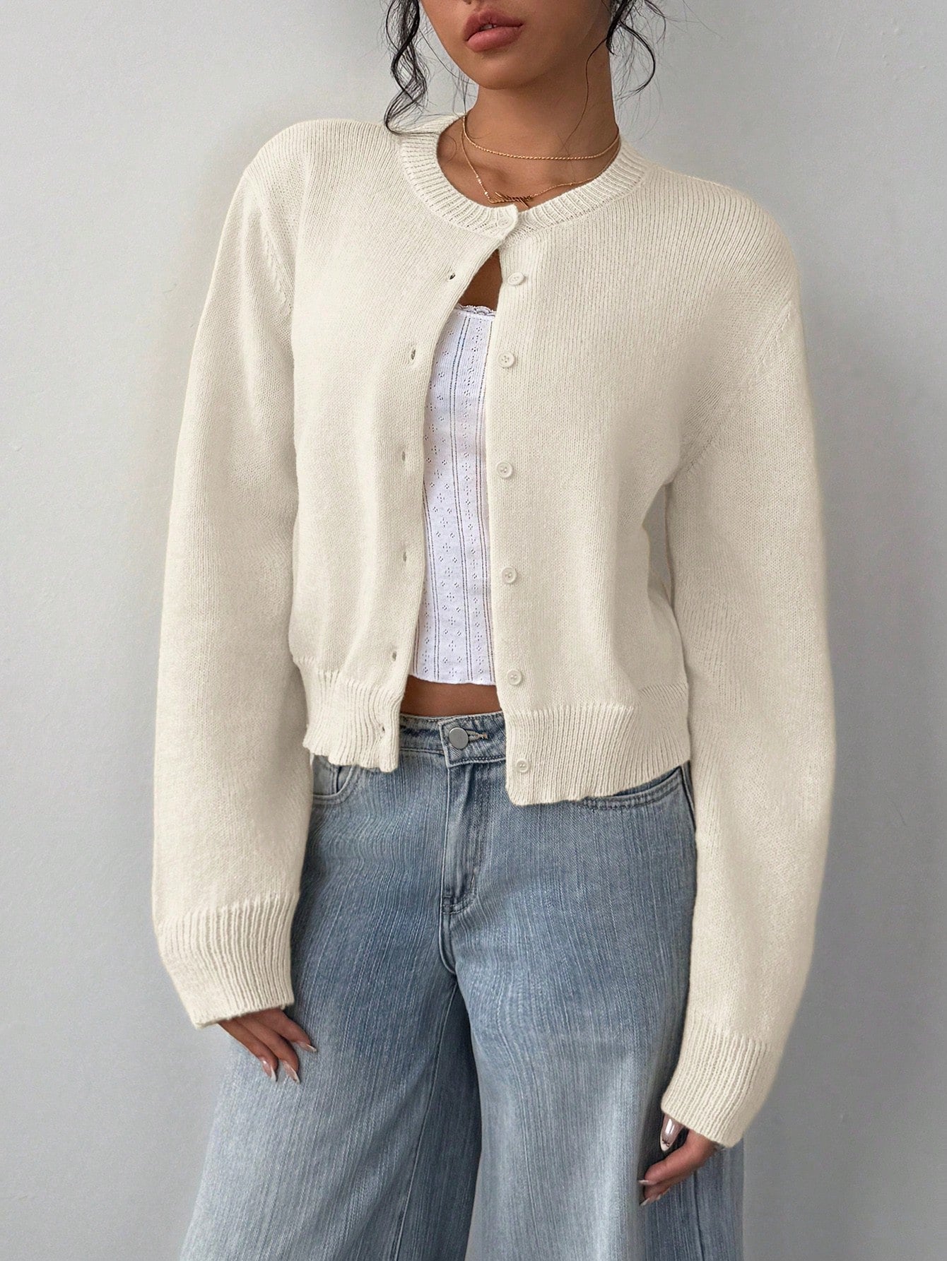 New Chic Long Sleeved Knitted Cardigan Fashion Slim Solid Color Short Sweater For Women Clothing