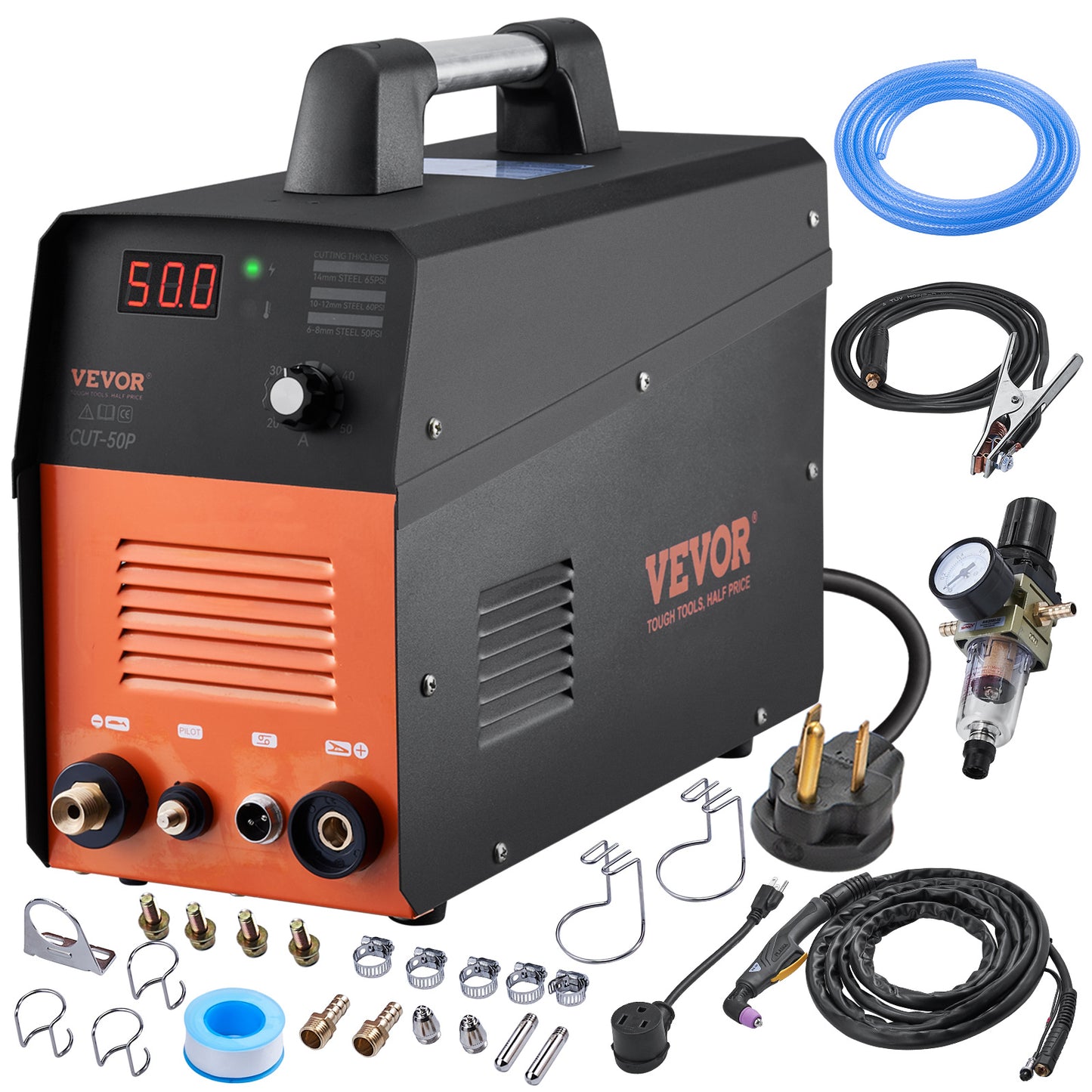 NEW VEVOR Plasma Cutter 50Amp Non-Touch Pilot Arc Air Cutting Machine With Torch 110V 220V Dual Voltage AC IGBT Inverter Metal Cutting Equipment