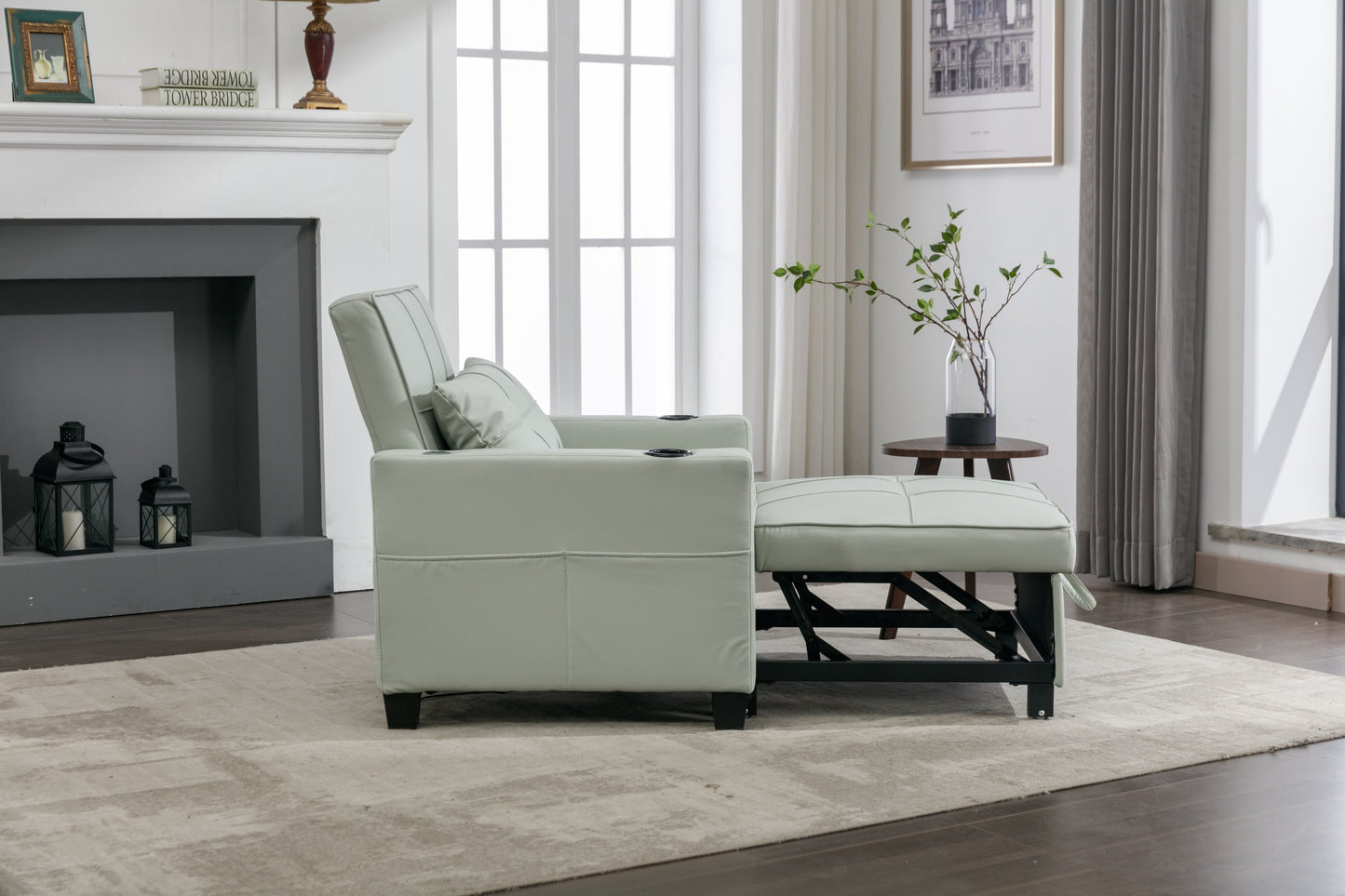 New Green Leather Futon 3-in-1 Pull Out Sleeper Chair