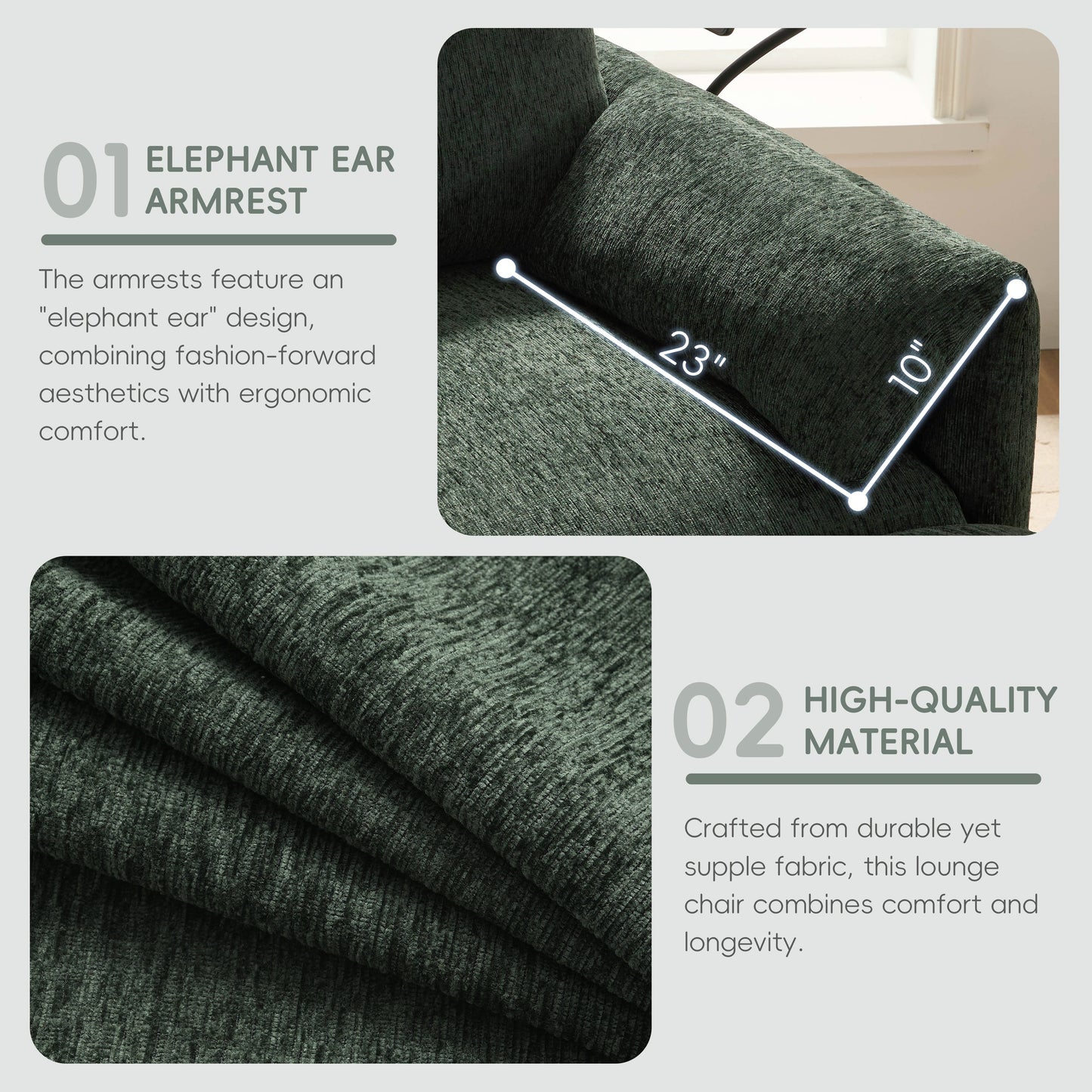 New Chenille Wide Seat Chaise Lounge