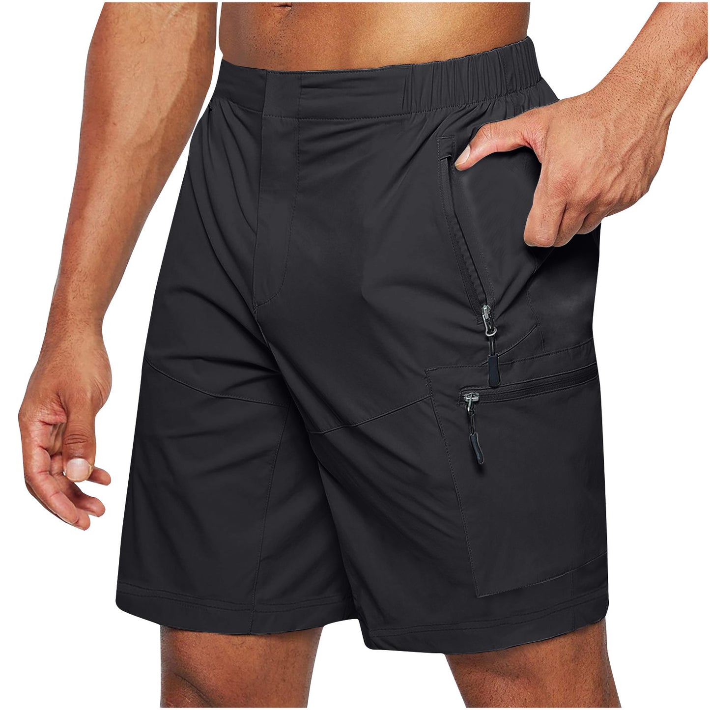 NEW Men's Casual Elastic Waist Strap Summer Shorts Casual Fit Fashion Outdoor Long Shorts For Men Knee-Length Straight Leg Pants Shorts