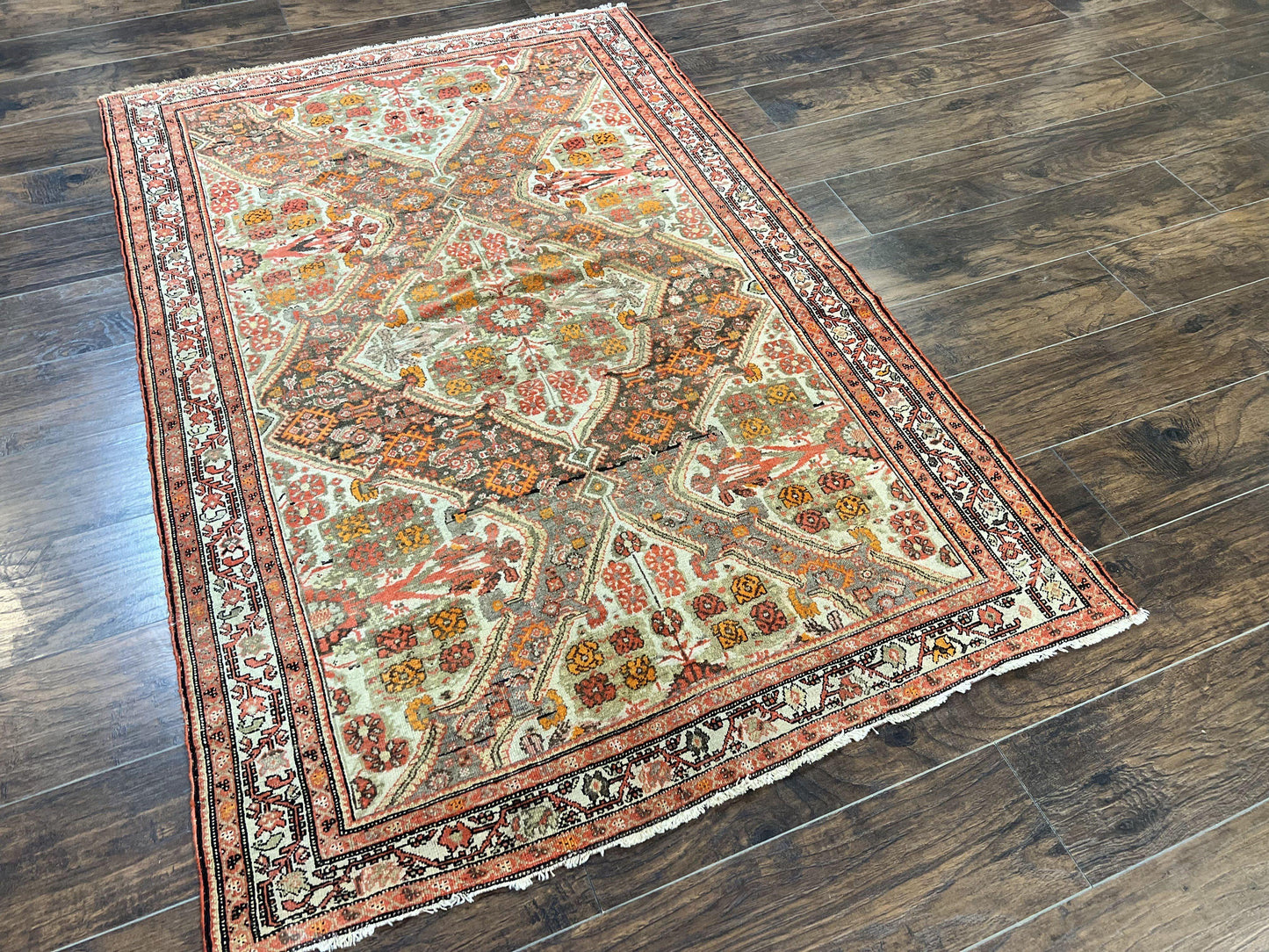 USED Wonderful Antique Persian Malayer Rug 4x6, Wool Hand Knotted Authentic Oriental Carpet, Very Fine