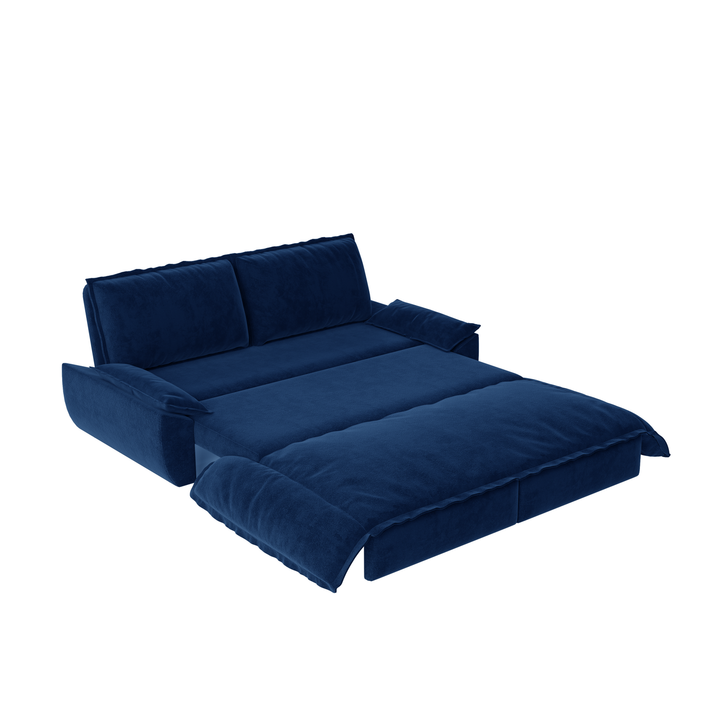 NEW 73.2' Blue Multi-Functional Velvet Loveseat 3-in-1 Convertible Sleeper Queen Pull Out Sofa Bed