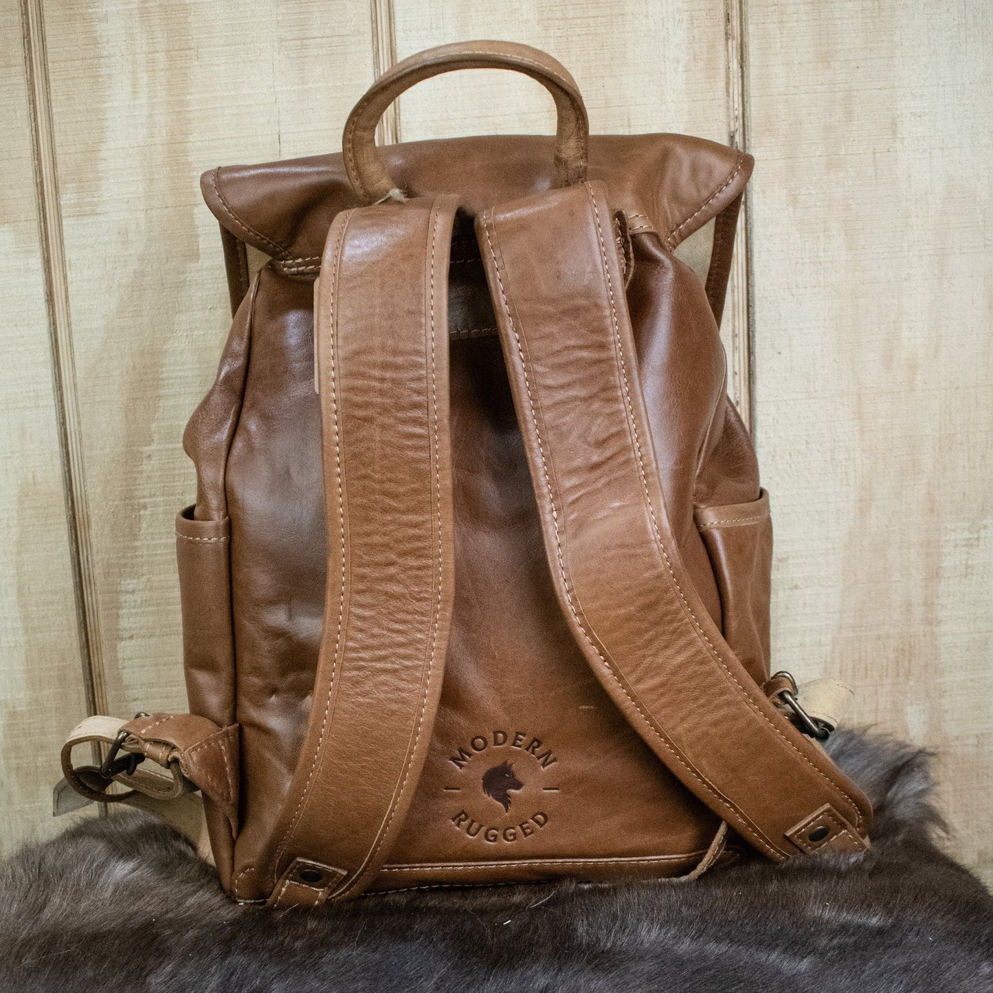 NEW Leather Hide Backpack - Soft Tan (Weathered)