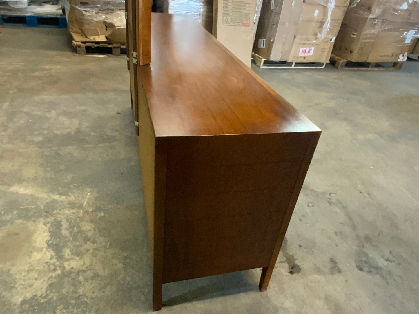 MCM Mid Century Modern West Michigan Eight Drawer Triple Dresser with Mirror