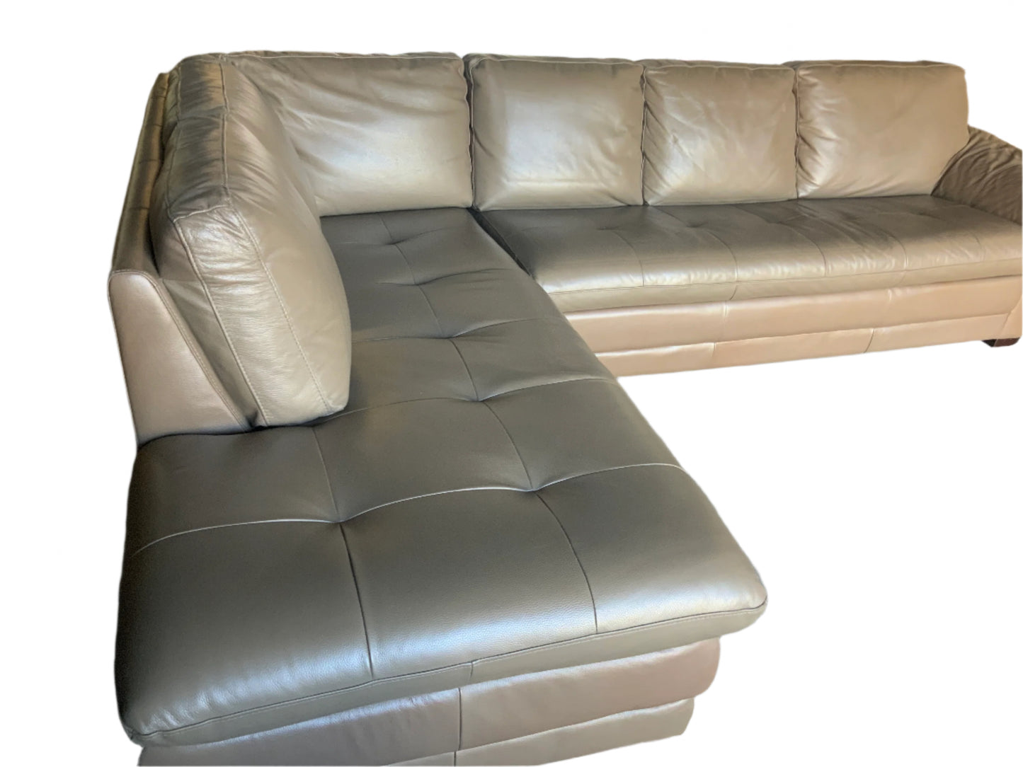 USED Modern 2pc Brown Leather Sectional Sofa