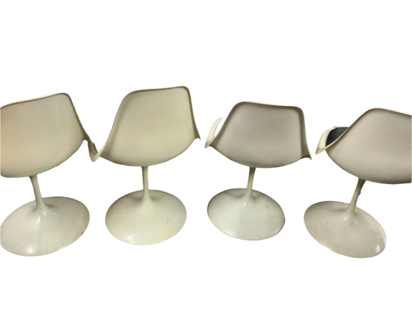 Set of Four Mid Century Modern Tulip Swivel Side Leather Seat Dining Chairs