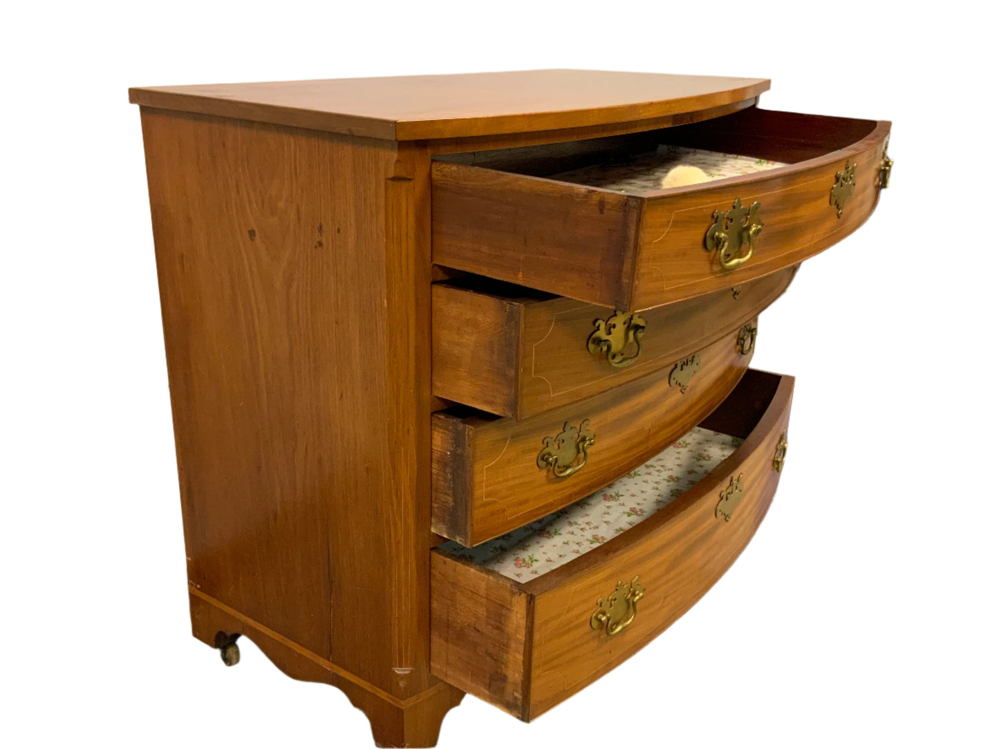 Antique 4 Drawer Brass Hardware Chest of Drawers