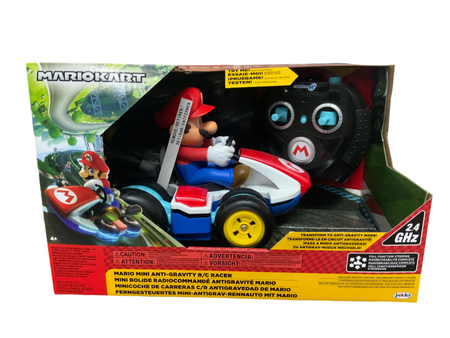 NEW Super Mario Spin Out Mariokart Mario Racer Vehicle with 360 Spins, Wind Up and Go! Includes One 2.5” Mario Action Figure