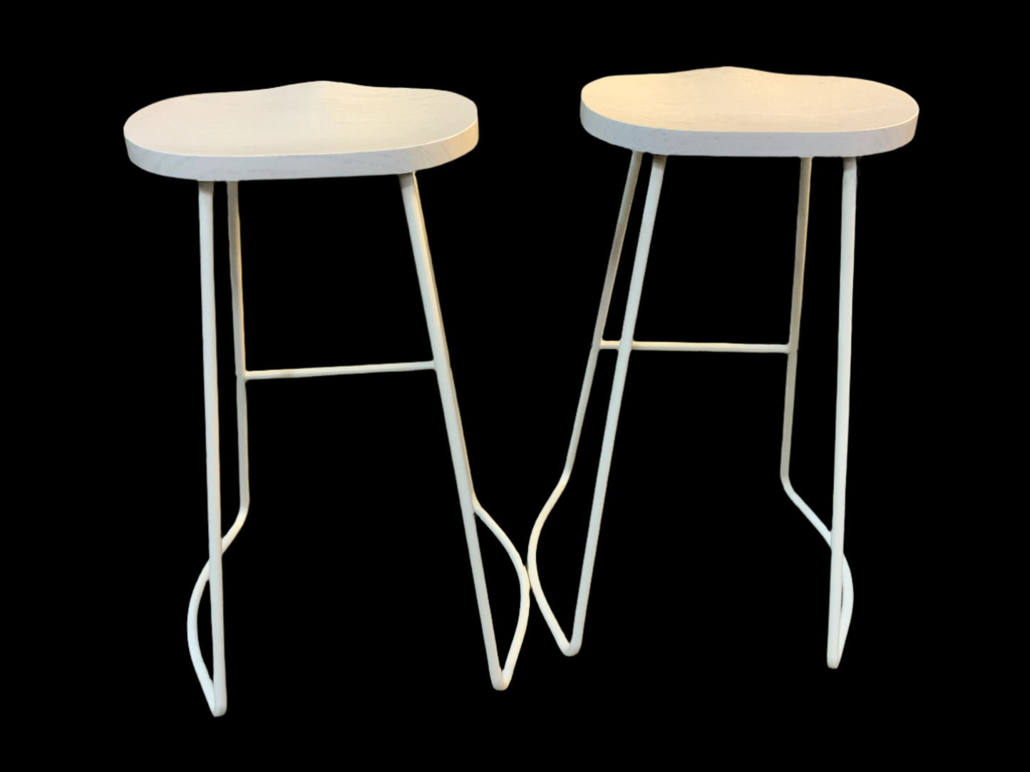 NEW Set of 2 Solid White Wood Bar Stools