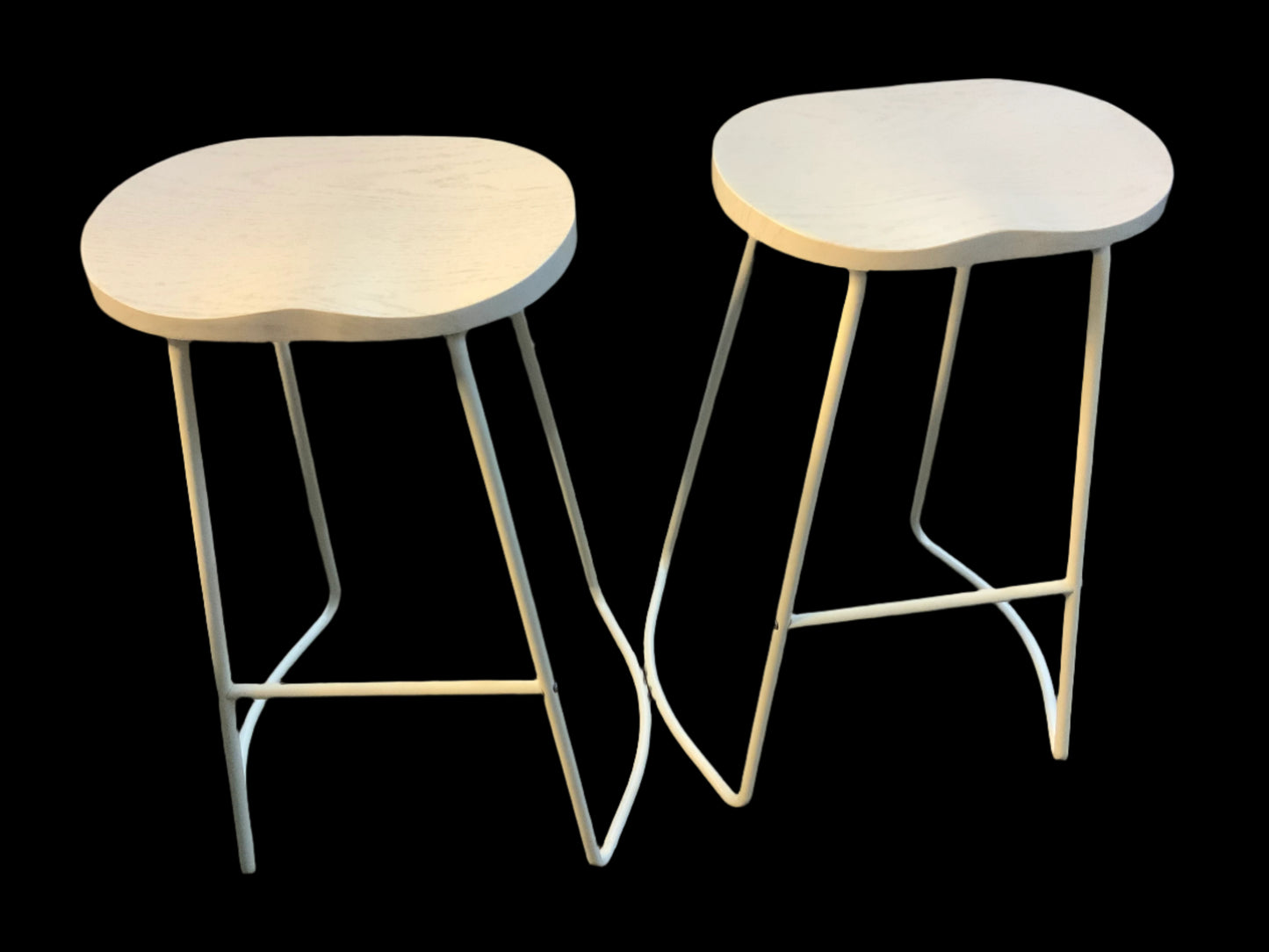 NEW Set of 2 Solid White Wood Bar Stools