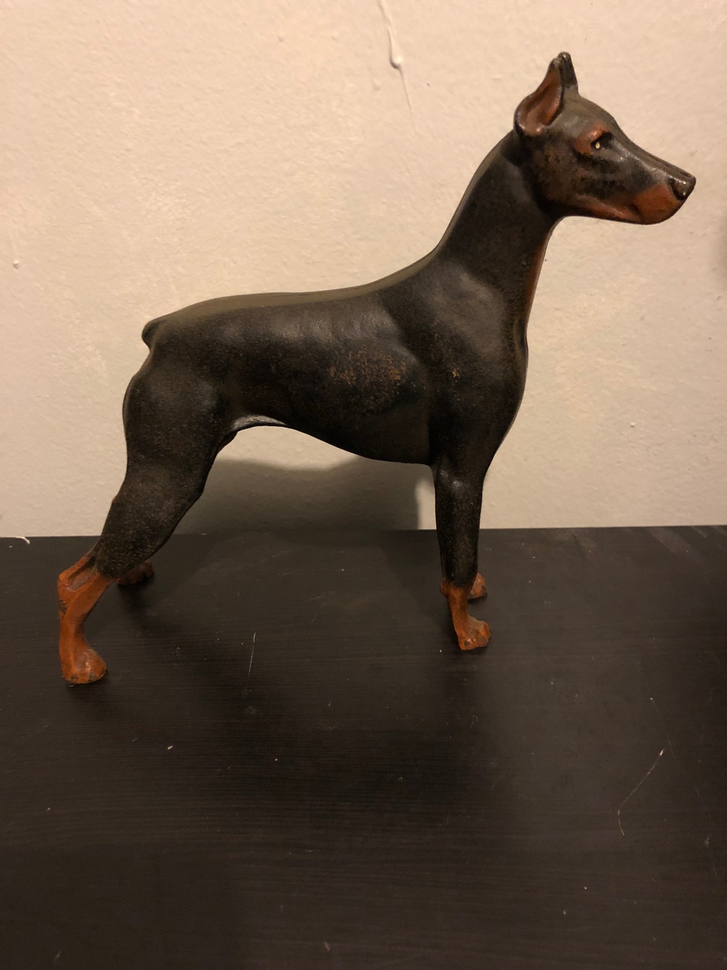 Original RARE Antique Hubley Cast Iron Doberman Dog Door Stop